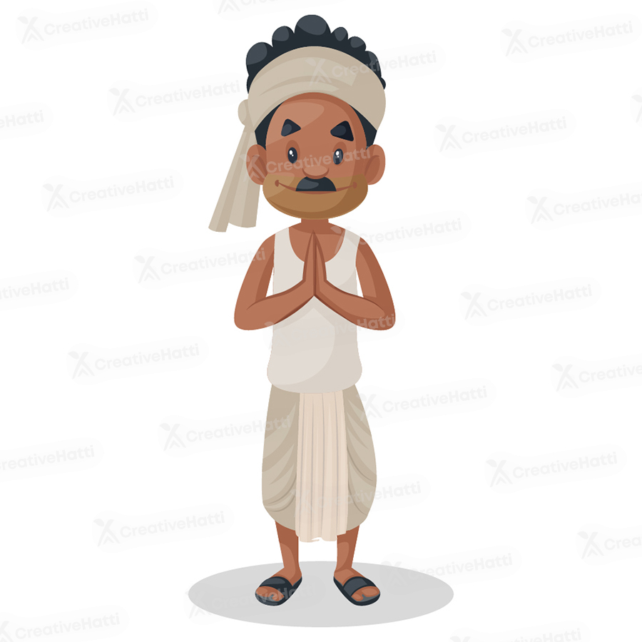Indian farmer is standing with greet hands Indian farmer is standing with greet hands