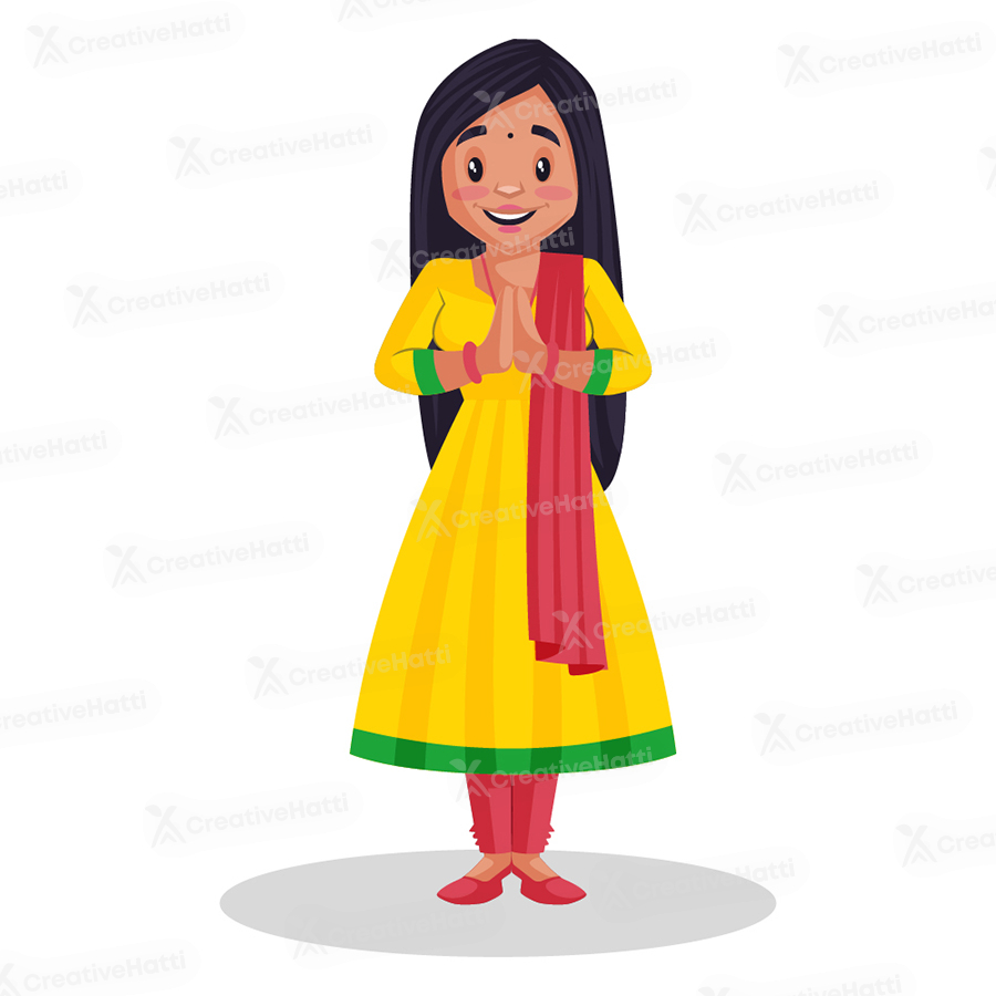 Punjabi girl is standing with greet hands