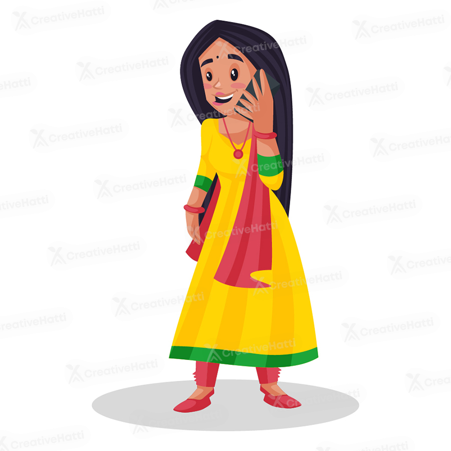 Punjabi girl is talking on a mobile phone