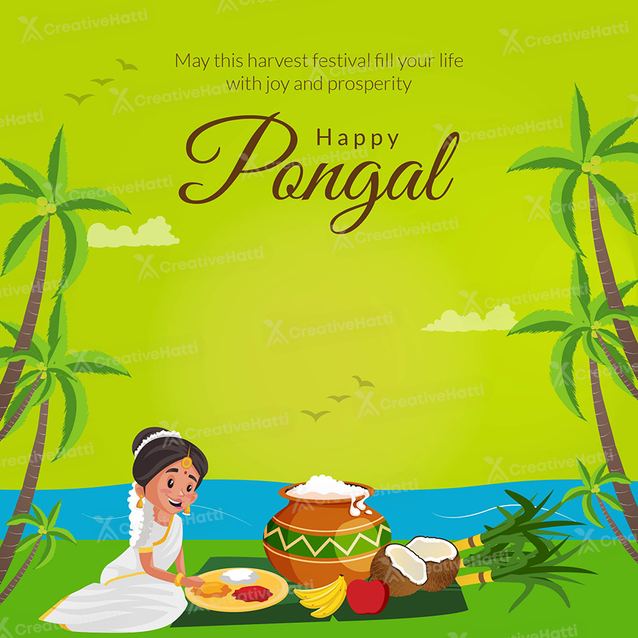 Banner template with the happy pongal festival Banner template with the happy pongal festival