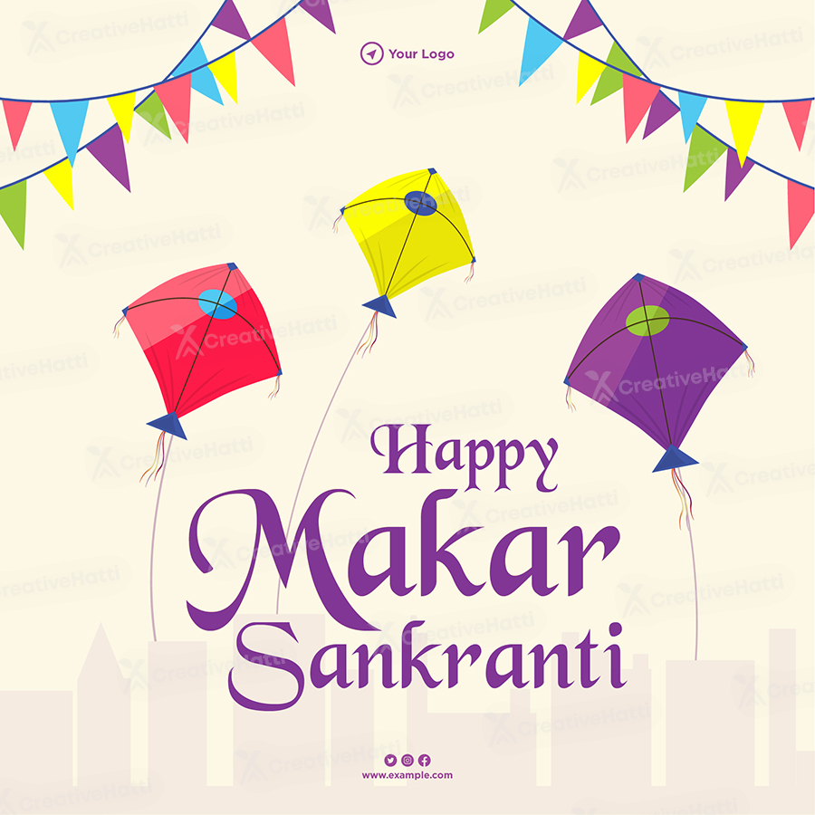 Festival of happy makar sankranti with template banner design