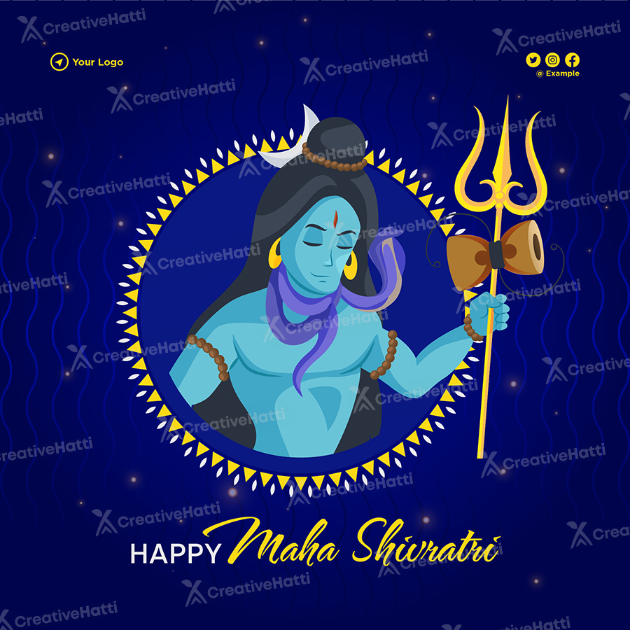 Happy maha shivratri event with the flat template design Happy maha shivratri event with the flat template design
