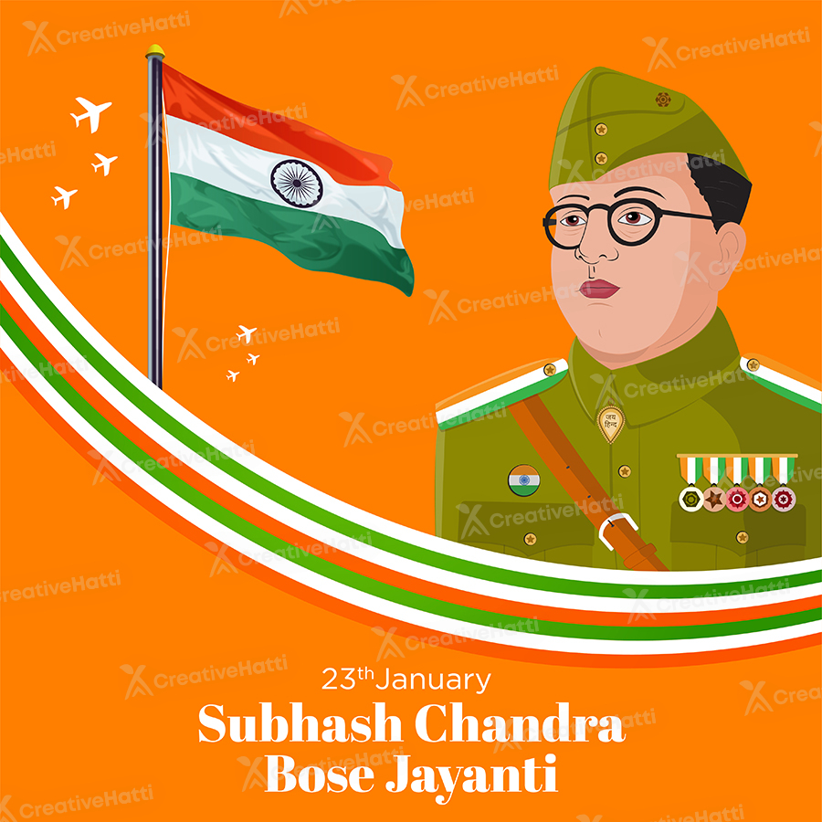 Template banner design with a subhash chandra bose jayanti