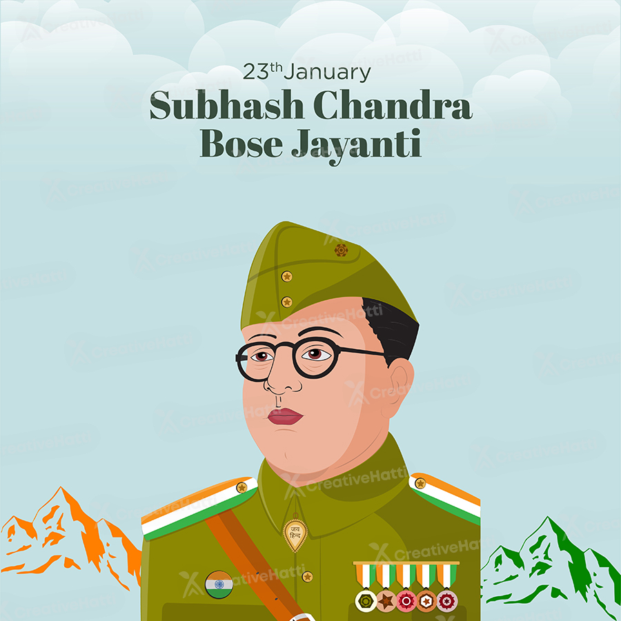 Template banner design with the subhash chandra bose jayanti Template banner design with the subhash chandra bose jayanti