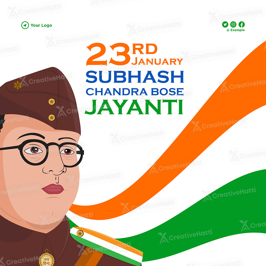 Template design banner with a subhash chandra bose jayanti