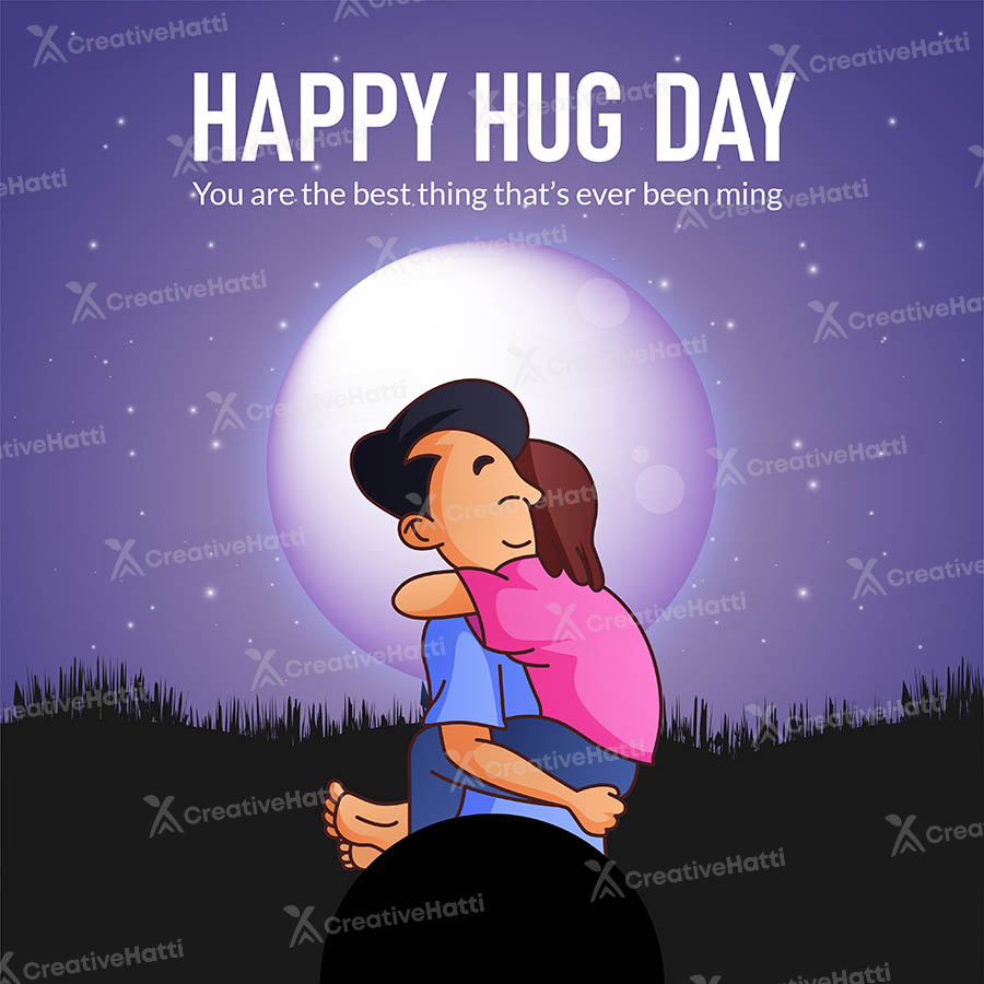 Happy hug day event banner design template