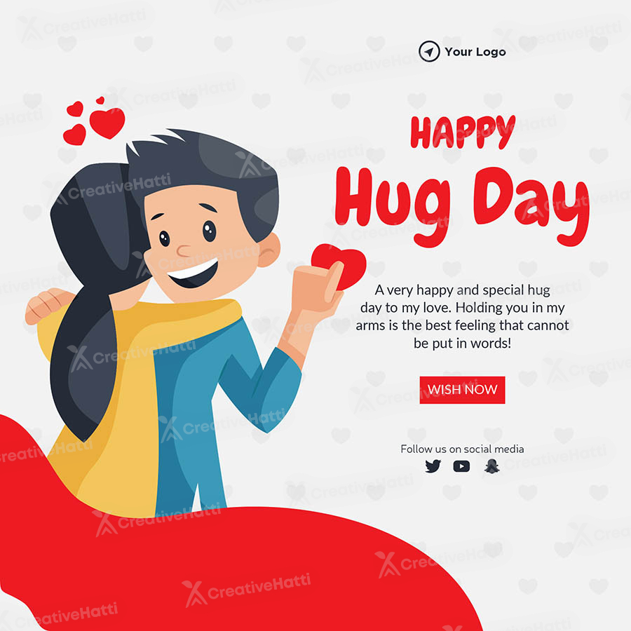 Happy hug day event banner template design