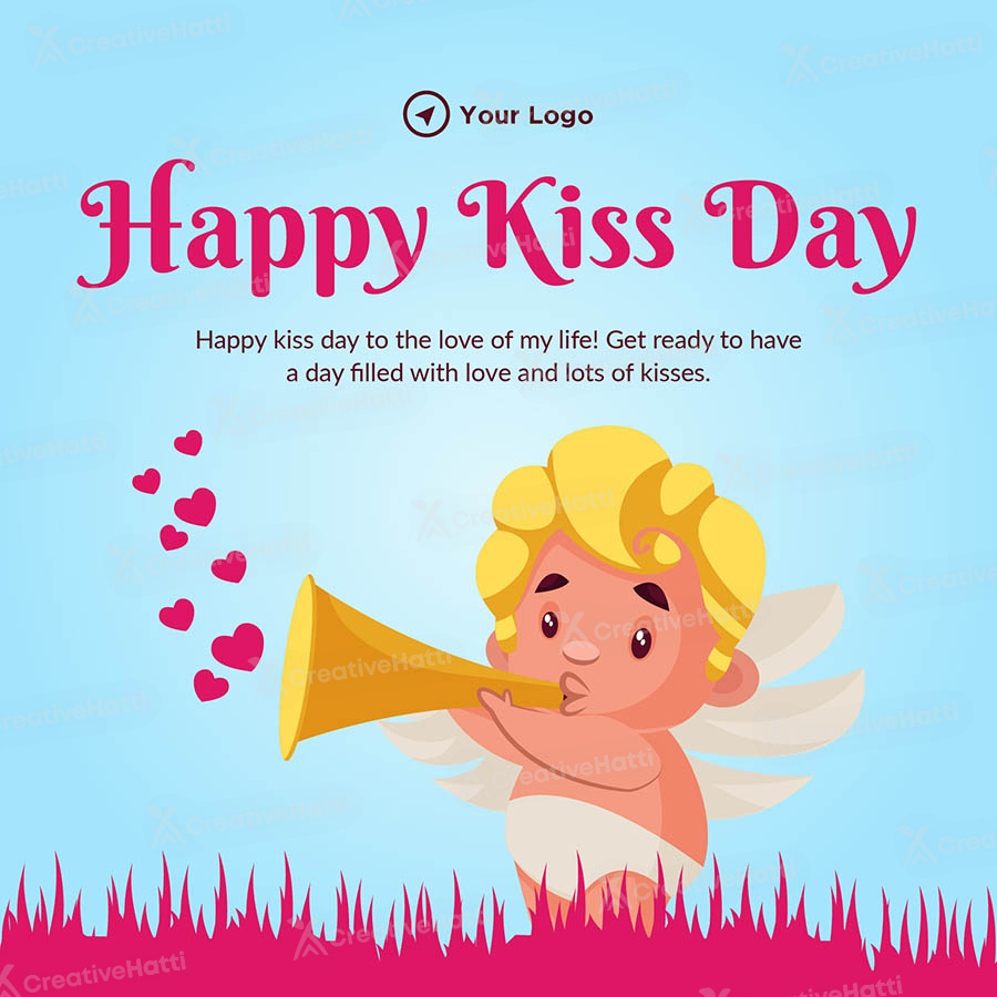 Happy kiss day template banner design