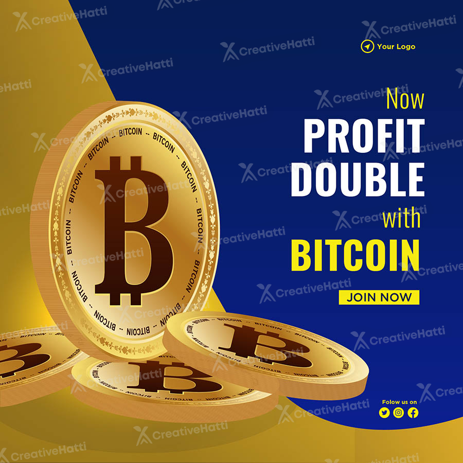 Profit double with bitcoin template banner