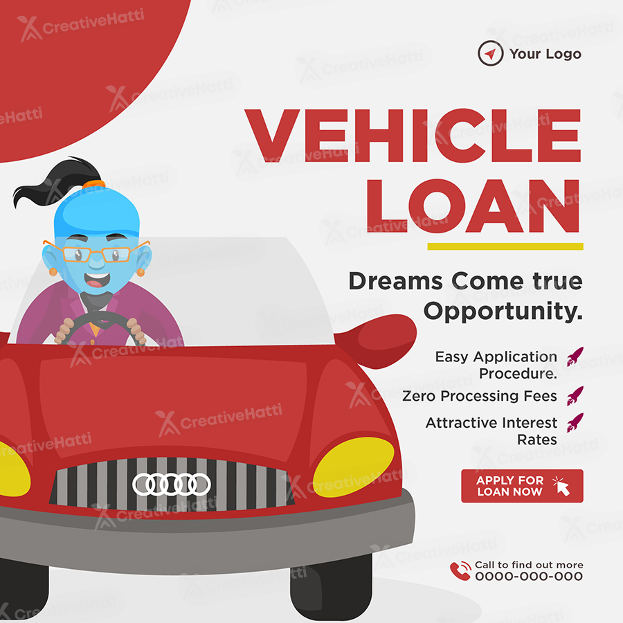Banner template for vehicle loan dreams come true opportunity
