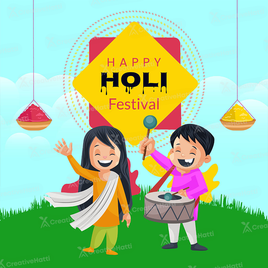 Banner template with the happy holi festival Banner template with the happy holi festival