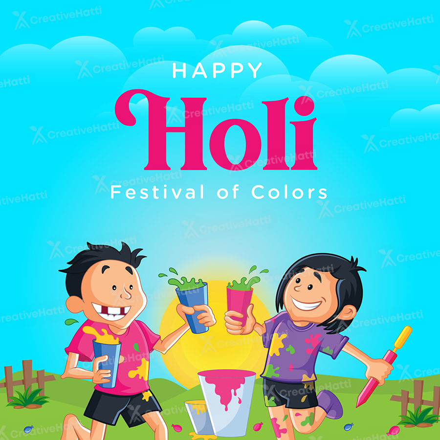 Happy holi festival event with banner template