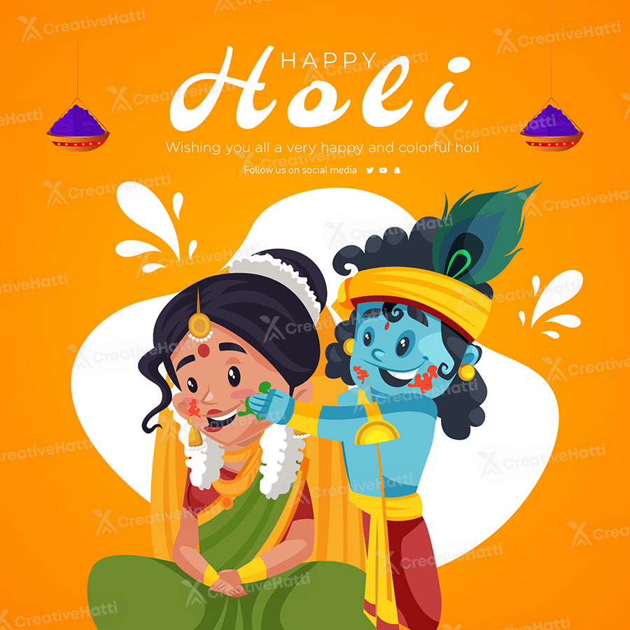 Happy holi with social media banner template