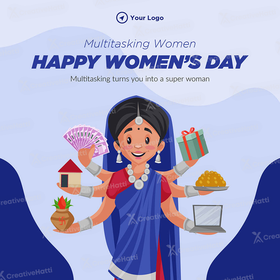 Happy women's day multitaskig women banner template