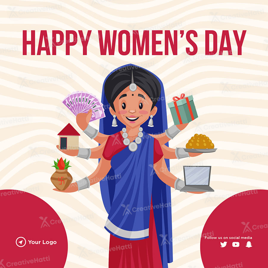 Happy women's day template banner
