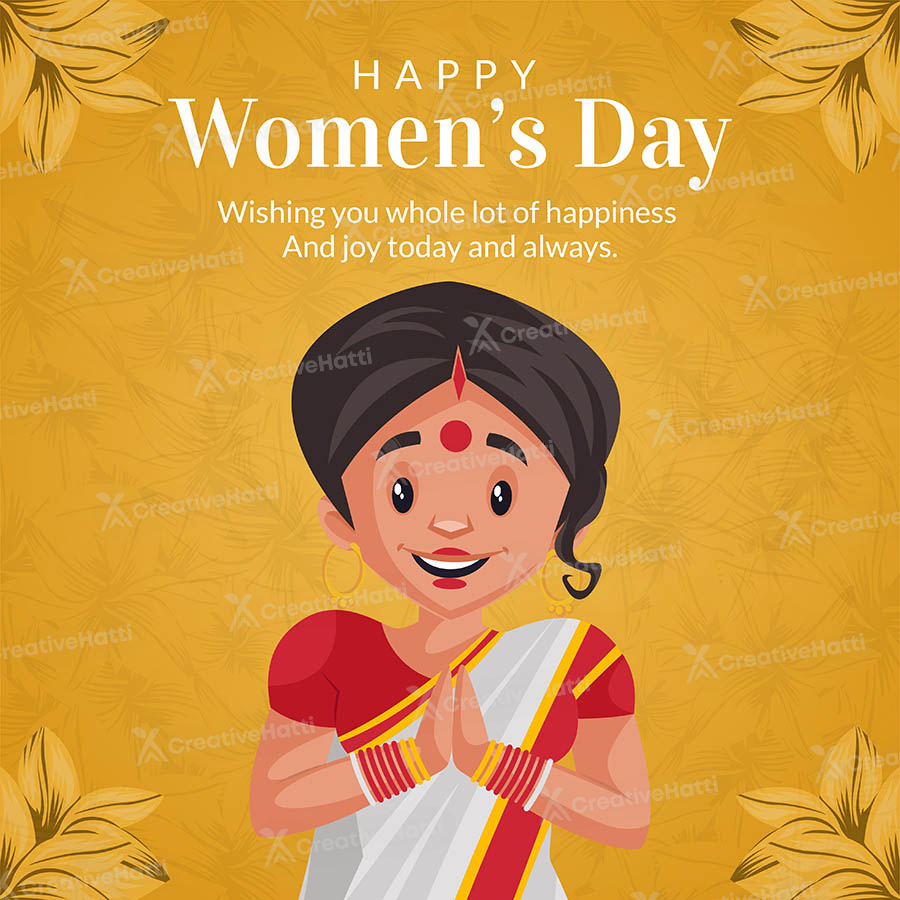 Happy women's day with a flat banner template