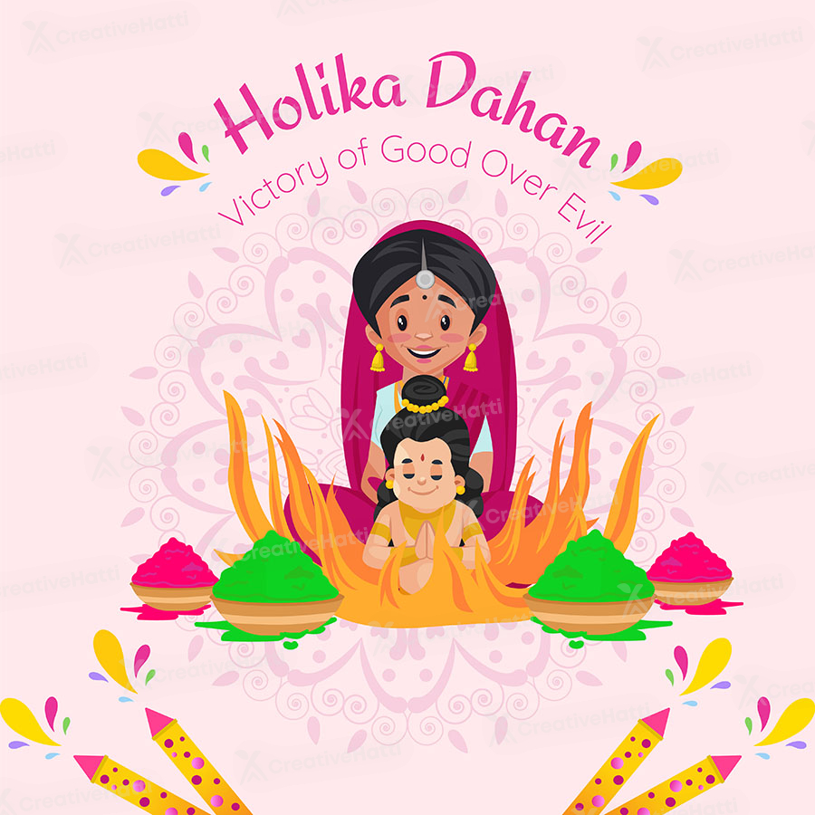 Holika dahan victory of good over evil template design Holika dahan victory of good over evil template design