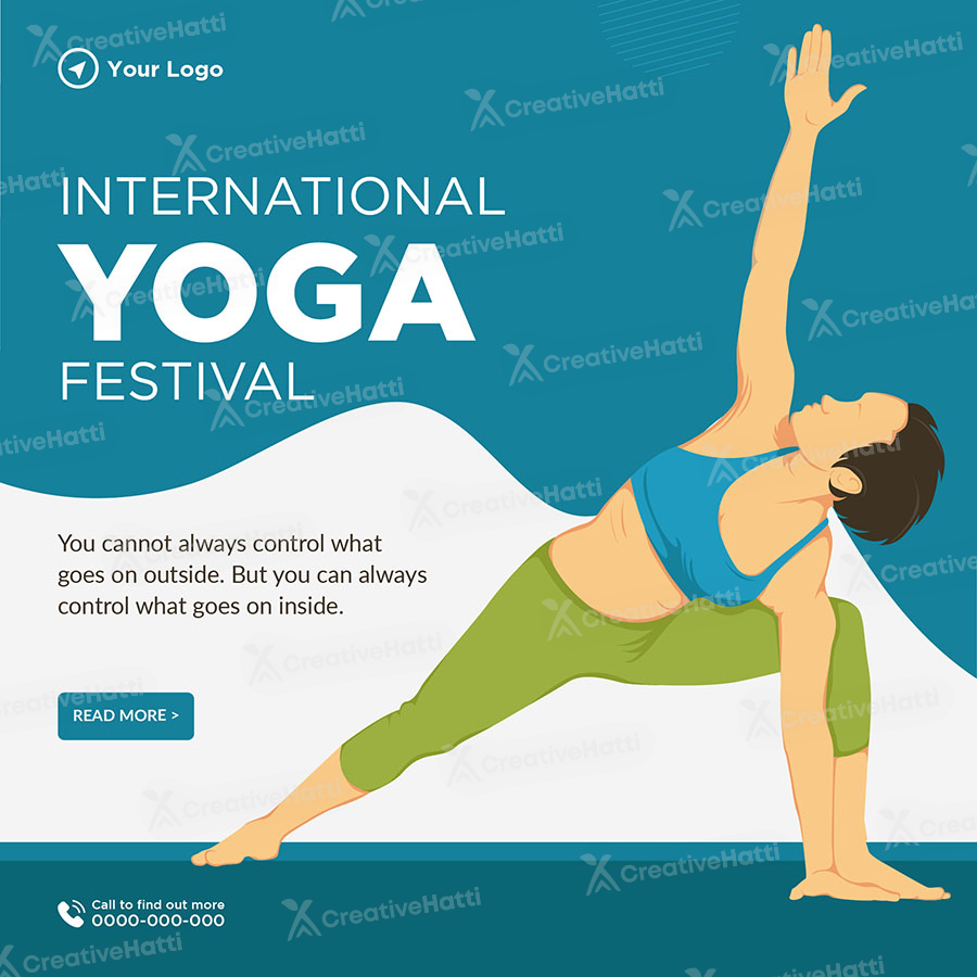 International yoga festival on a banner template