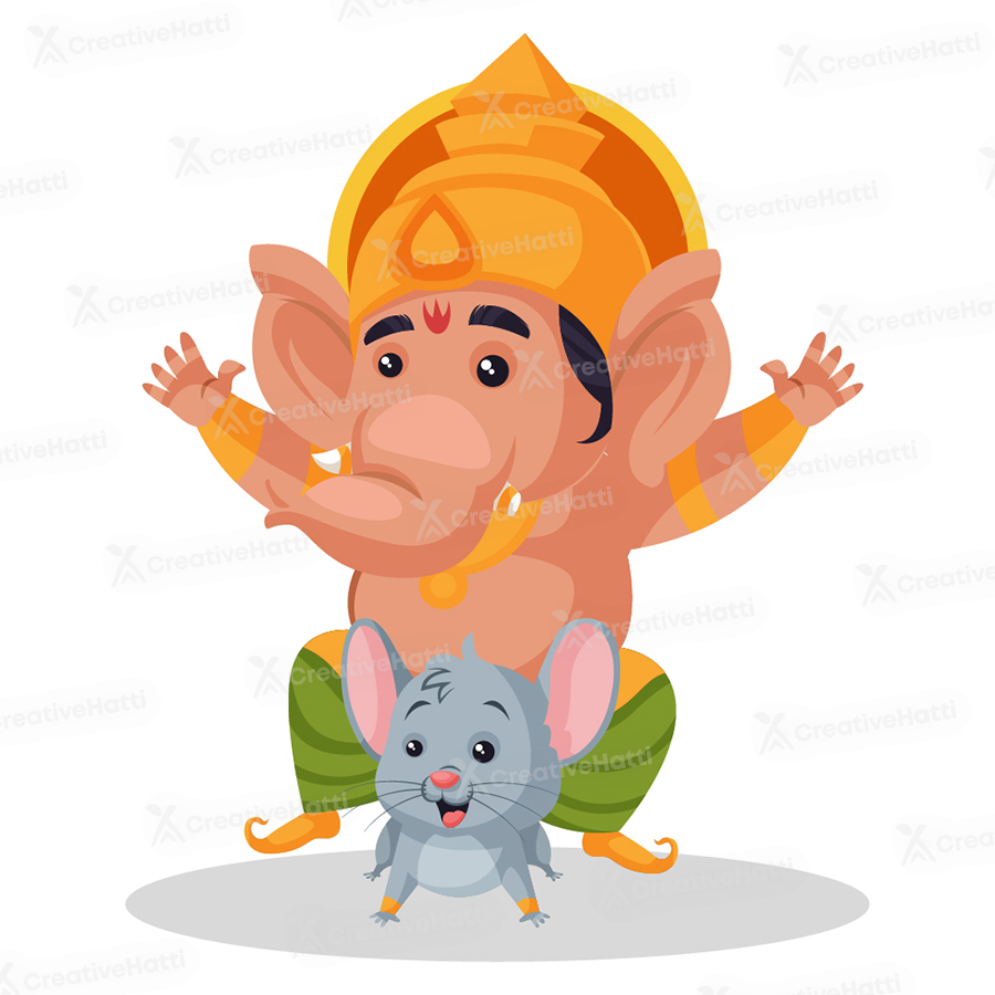 Lord ganesha is sitting on a mouse Lord ganesha is sitting on a mouse
