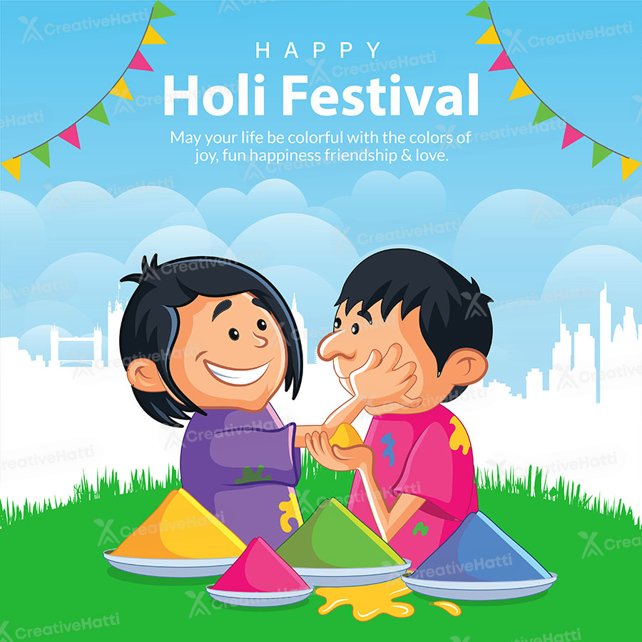 Template banner for the happy holi festival