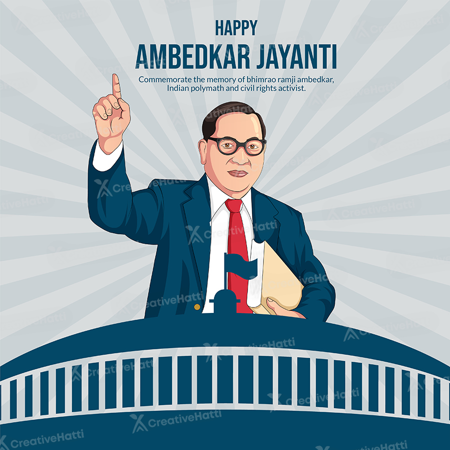 Happy ambedkar jayanti flat template banner