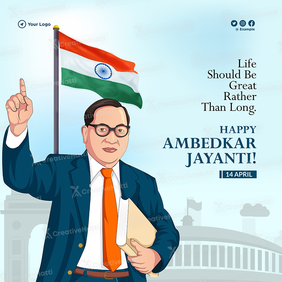 Happy ambedkar jayanti on banner template