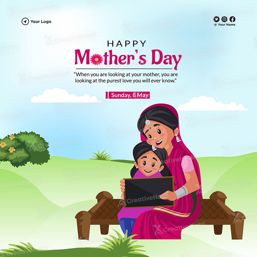 Happy mother's day flat banner template