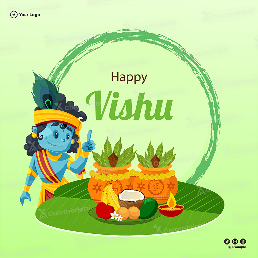 Happy vishu indian festival with template design