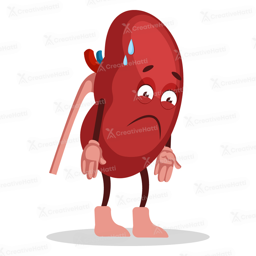 Illustration of a kidney is tired