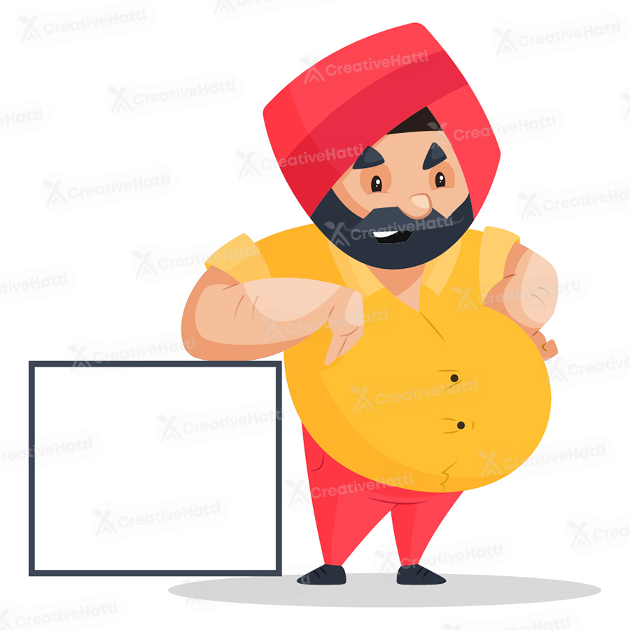 Punjabi man is standing with a whiteboard Punjabi man is standing with a whiteboard