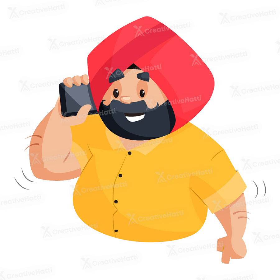 Punjabi man is talking on mobile phone Punjabi man is talking on mobile phone
