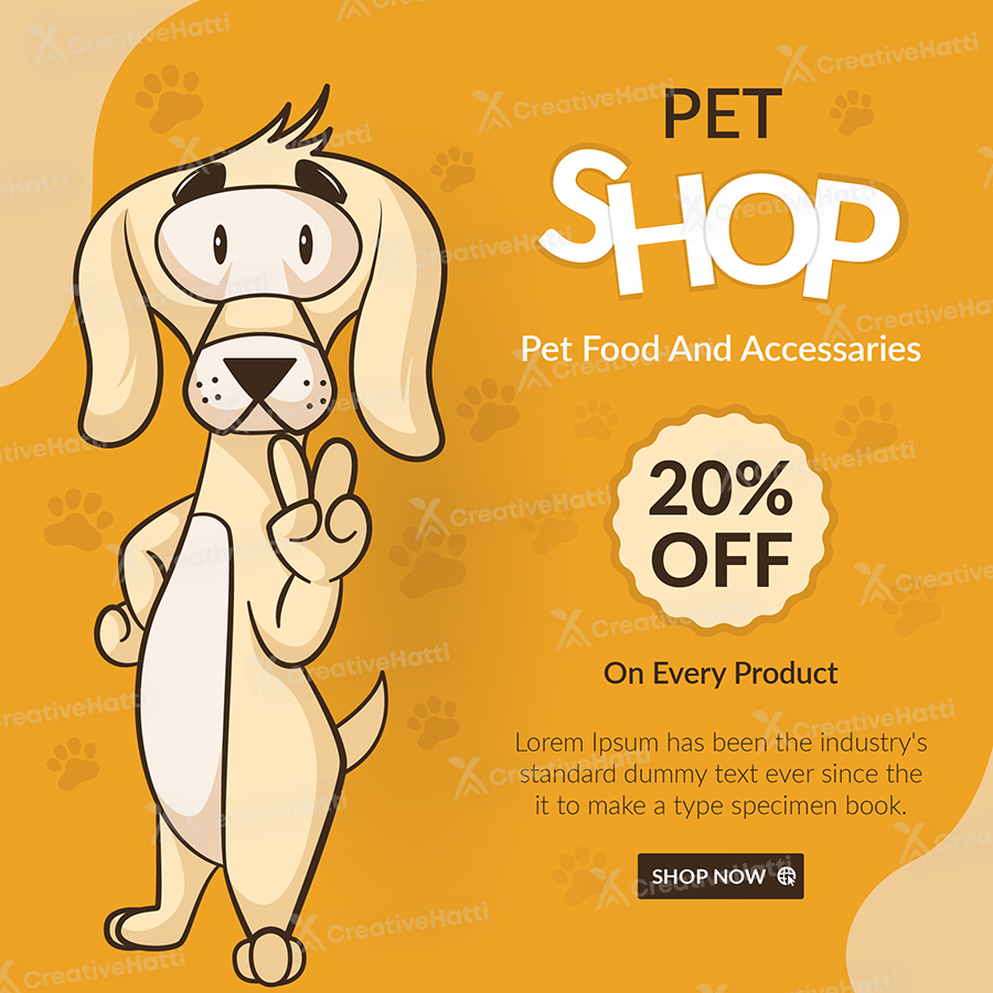 Banner template of pet shop for pet food and accessories Banner template of pet shop for pet food and accessories
