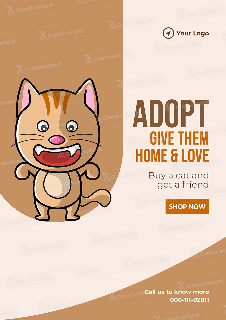 Flyer template of adopt cat give them home and love