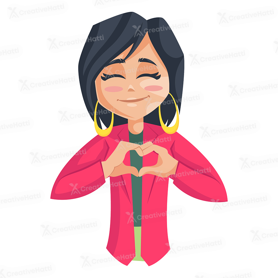 Indian girl is making heart sign with hands