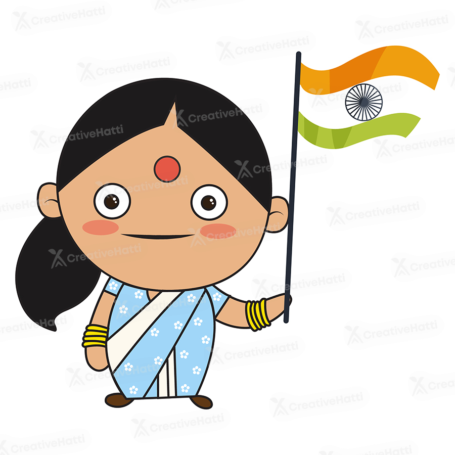 Lady politician is holding Indian flag in hand Lady politician is holding Indian flag in hand