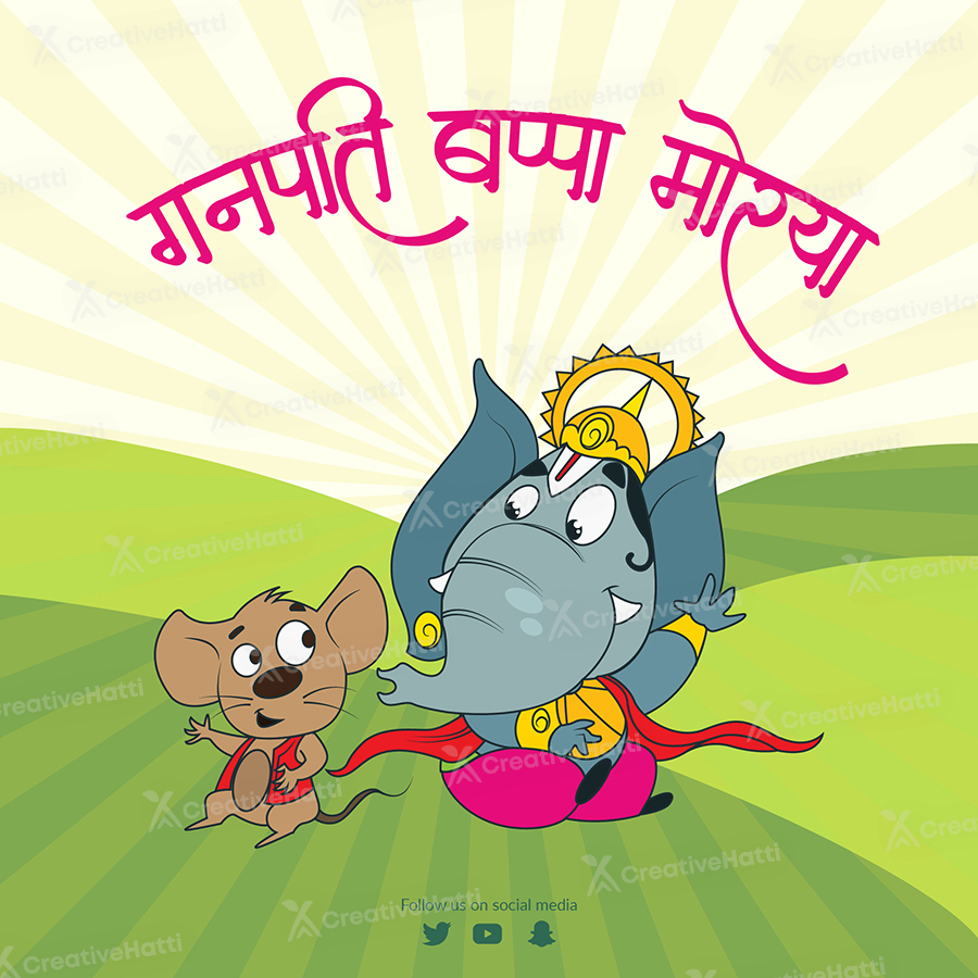 Banner template with ganesh chaturthi ganpati bappa moriya in hindi text Banner template with ganesh chaturthi ganpati bappa moriya in hindi text