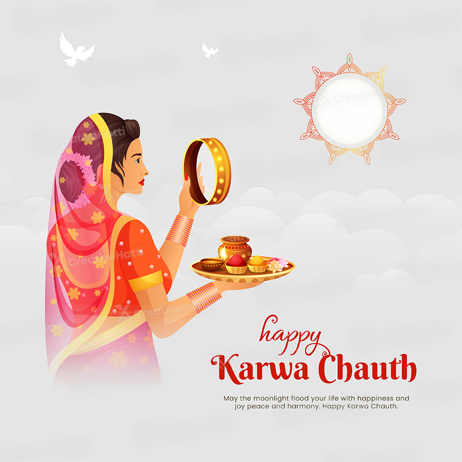 Free Vector | Karwa chauth text design abstract vector illustration