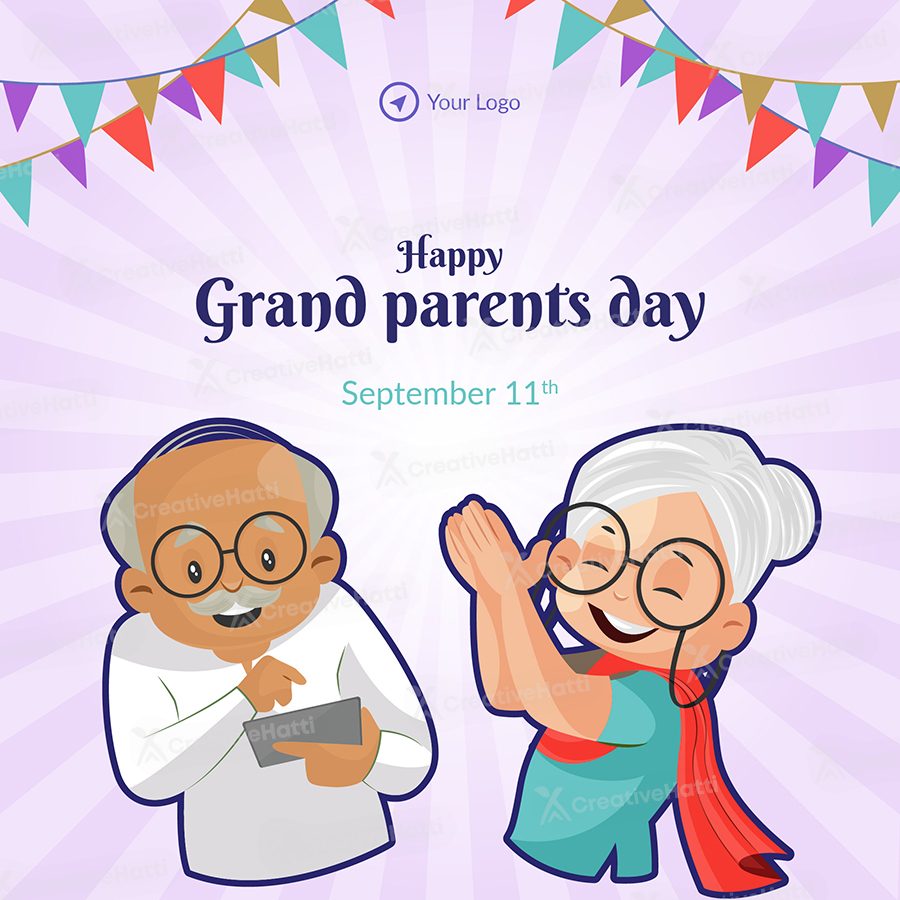 Happy grandparents day on banner template Happy grandparents day on banner template