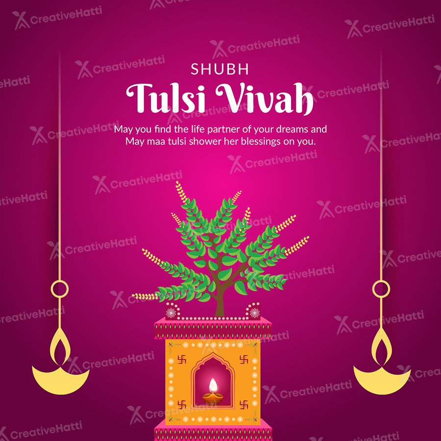 Banner template for shubh tulsi vivah