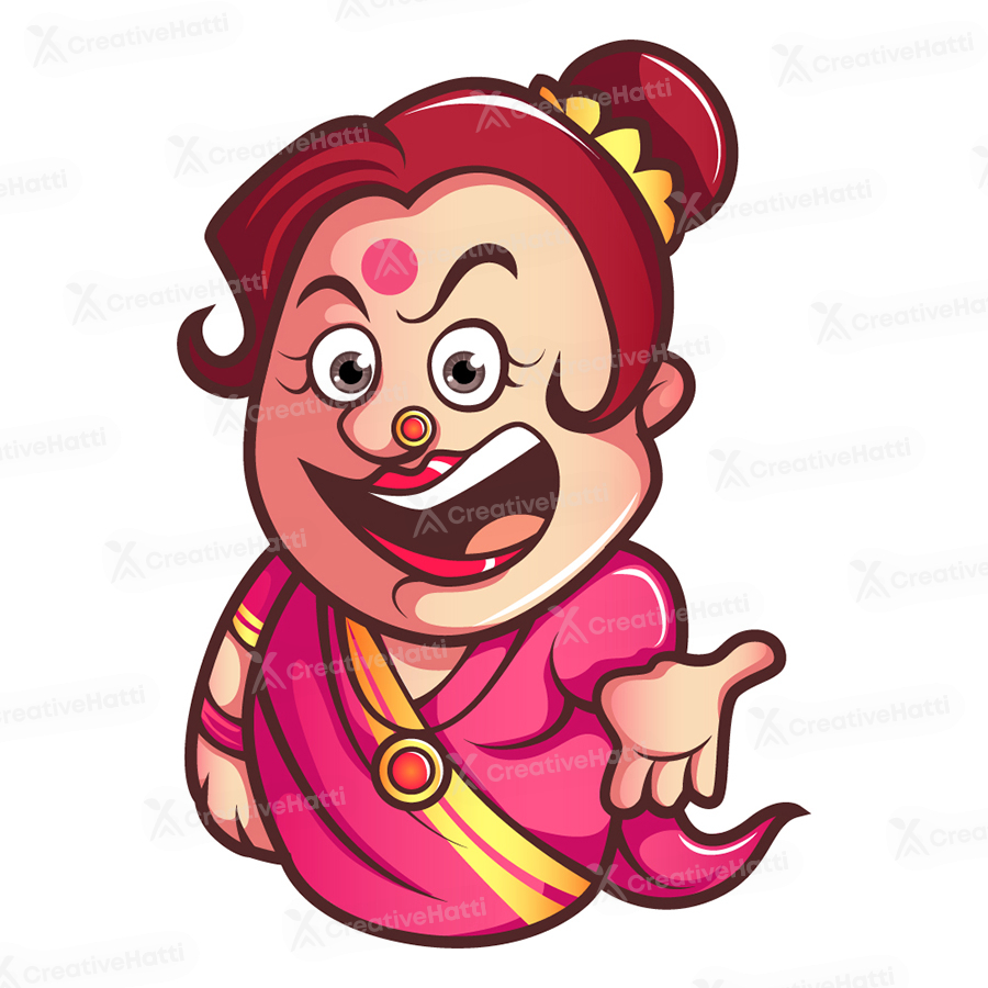 Aunty is happy and giving hand expression Aunty is happy and giving hand expression
