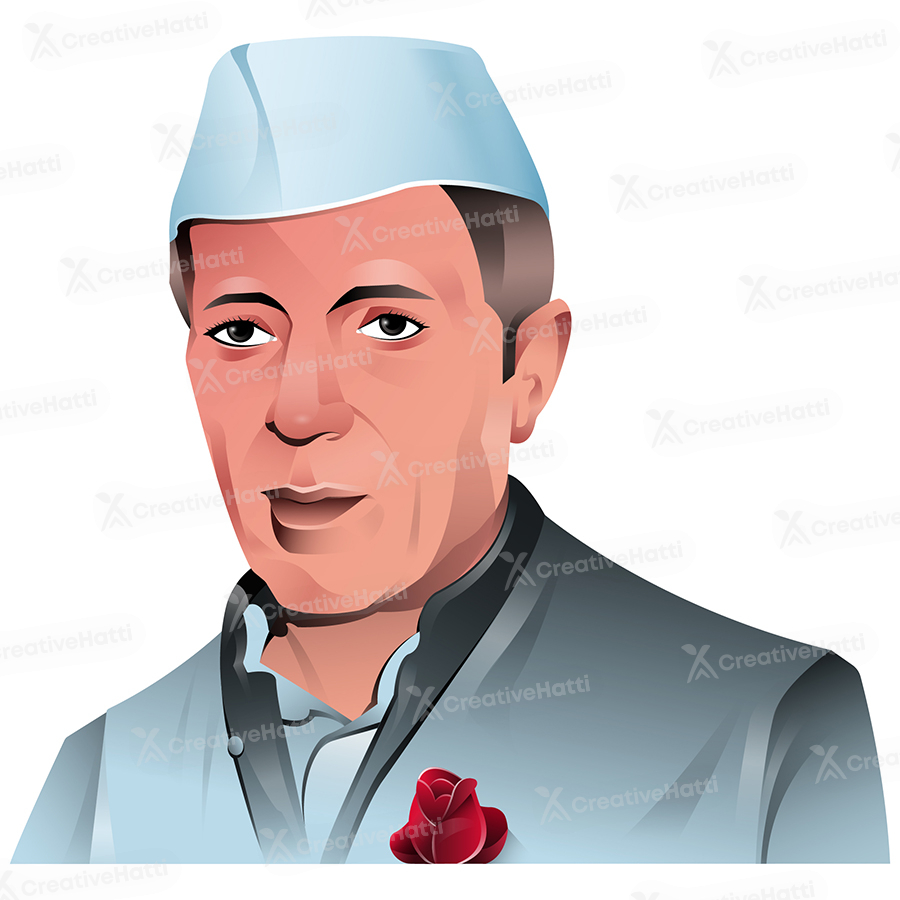 Jawaharlal nehru portrait vector illustration