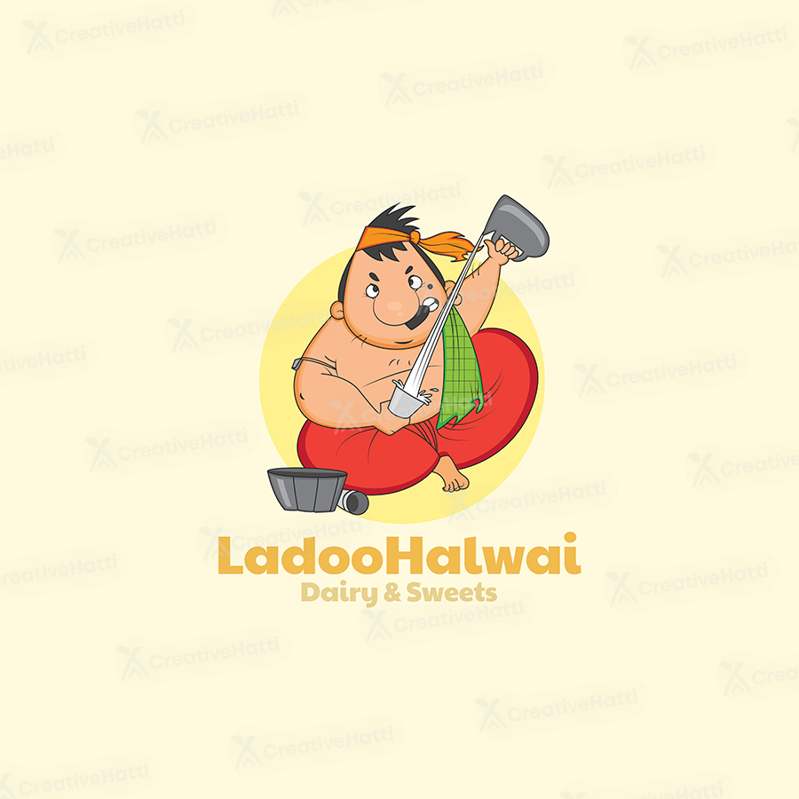 Ladoo halwai dairy and sweets vector logo template