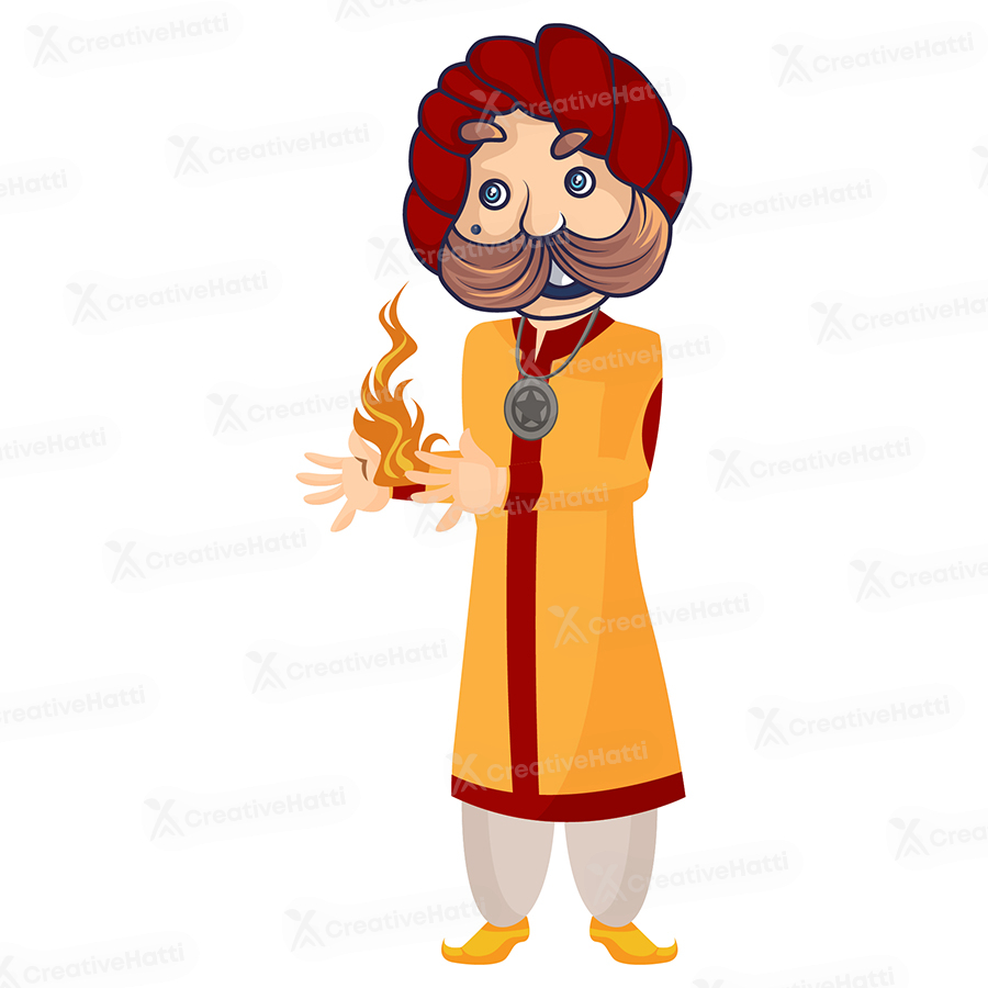 Rajasthani magician is creating fire with hands Rajasthani magician is creating fire with hands