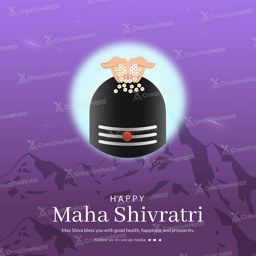 Cultural happy maha shivratri festival banner template post