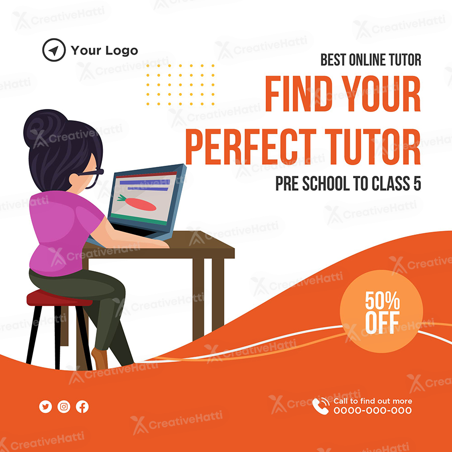 Online education tutor banner template poster Online education tutor banner template poster