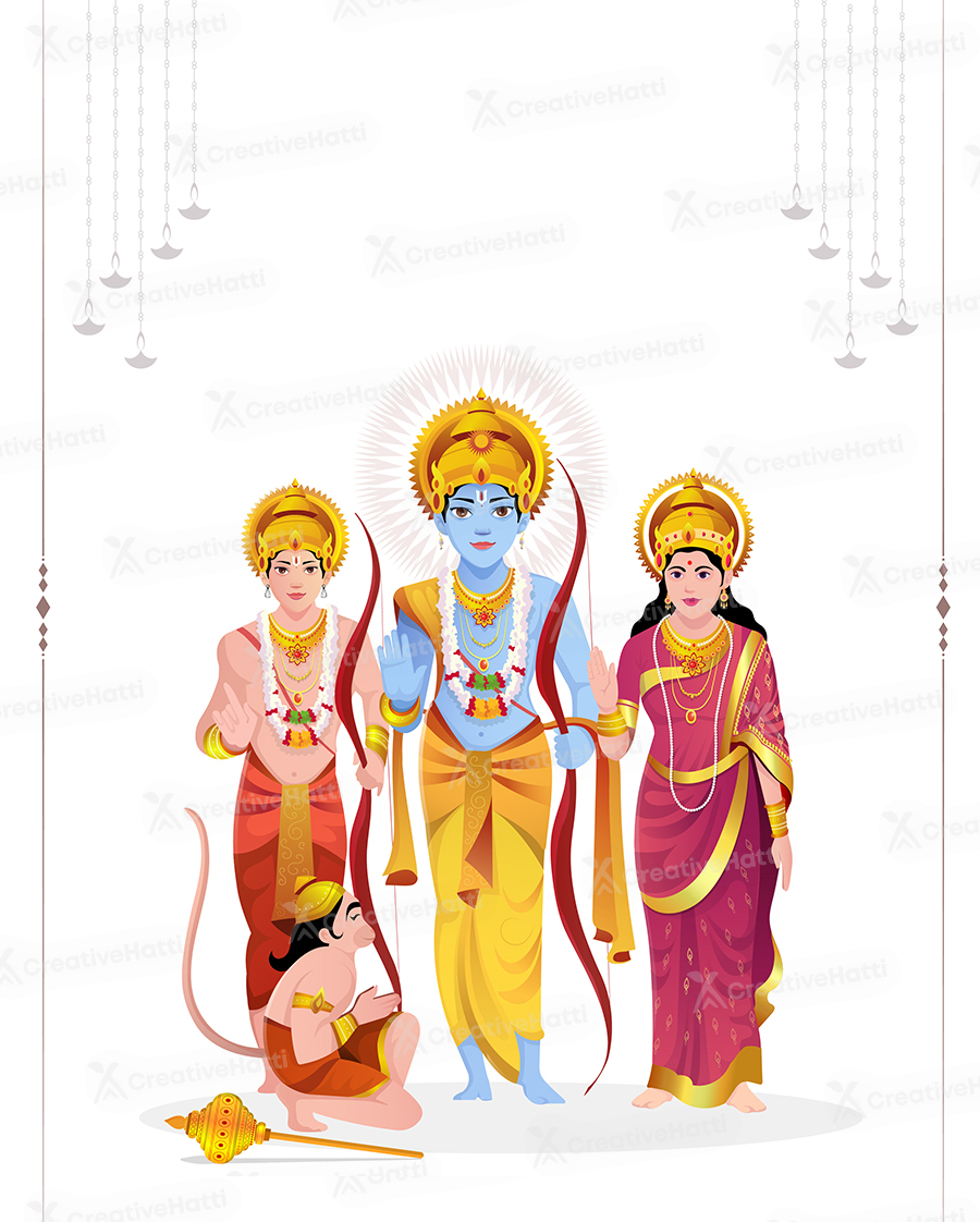 Rama Clipart 2D Modern Art Lord Shri Rama & Sita Laser Cutting